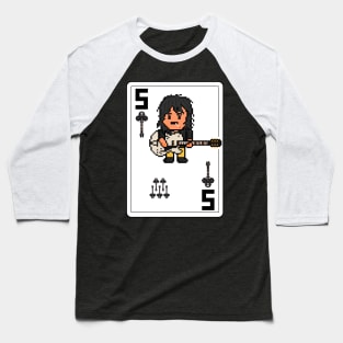 Pixelrockstars Five of Clubs Playing Card Baseball T-Shirt